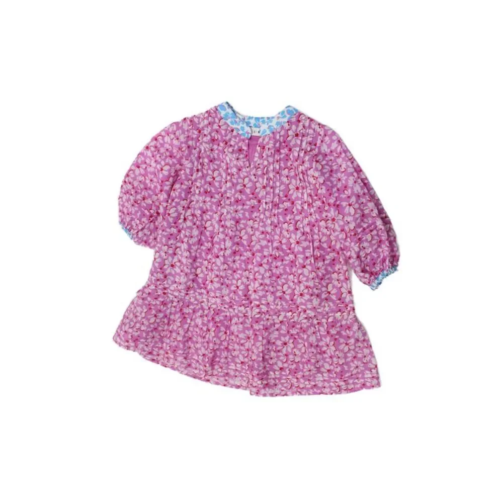 Roller Rabbit Girls Short Sleeve V Neck Floral Vinca Nyala Dress Purple Size 4